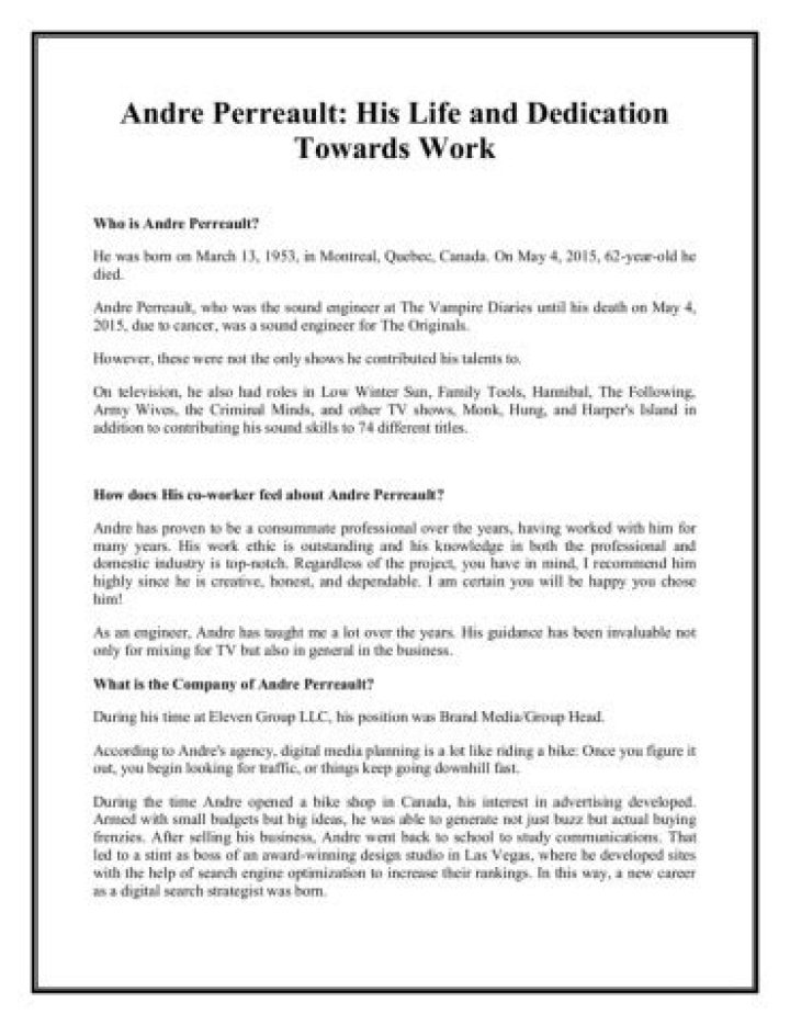 Andre Perreault Net Worth