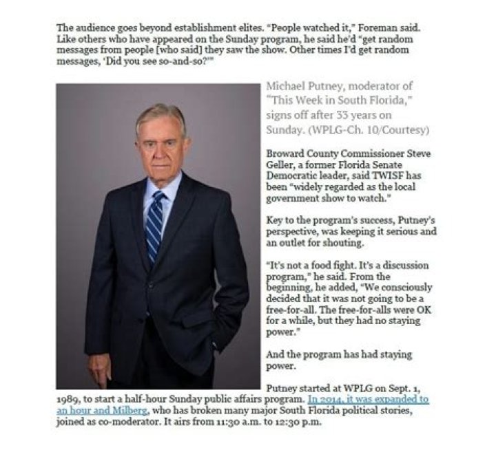 Michael Putney WPLG: Bio, Wiki, Age, Education, Wife, Channel 10, Salary and Net Worth