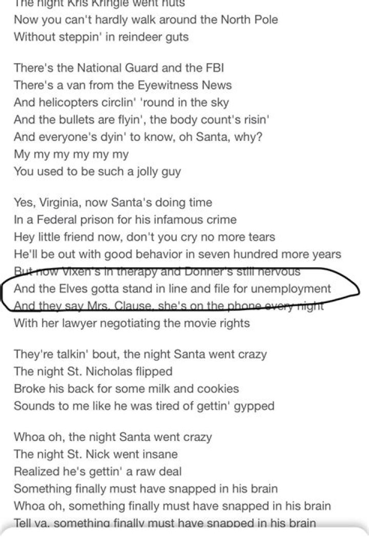 Weird Al Yankovic’s
The Night Santa Went Crazy Lyrics